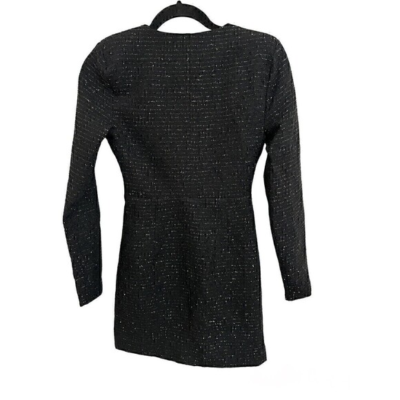 NEW Zara Dress Size XS Womens Tetured Mini Weave Tweed Black Blazer Ruffle Dress - Picture 2 of 7